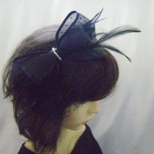 Jilly - Black & Diamante Cocktail Style Fascinator