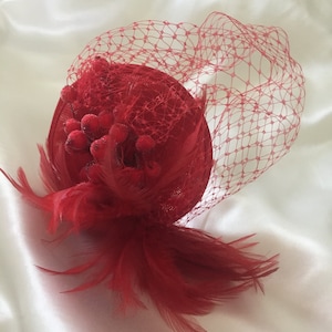Della - Red Berry Fascinator