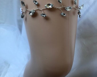 DUSK - Diamante & Silver Vine Bridal Garter - Other Options / Many Sizes available - Boho Wedding Rhinestone Garter