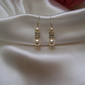 Bellissima - Pearl & Crystal Drop Earrings - Silver / Gold Plated