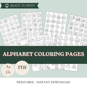 Alphabet Coloring Pages for Kids, 6 Printable ABC Coloring Sheets ...