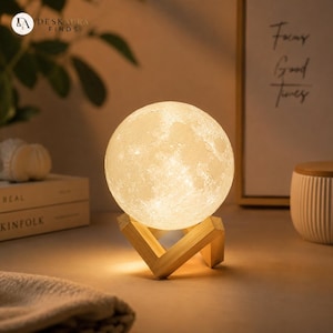 Lámpara lunar, luz nocturna lunar 3D, decoración LED cálida para dormitorio, luz galáctica para niños y adultos.