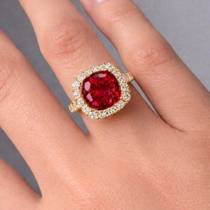 2.50 Ct Round Natural Ruby & Diamond Wedding Gift Ring 14K Yellow Gold (Import Free)