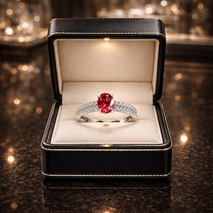 2.90 Ct Oval Natural Ruby Engagement Ring 14K White Gold (Import Free)