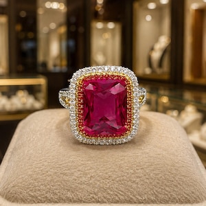 6,20 ct smaragd naturlig rubin diamantring 14k vitguld jubileumspresent (importfri)
