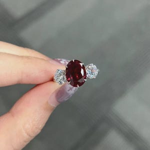 5.00 Ct Oval Natural Ruby & Diamond Wedding Gift Ring 14K White Gold (Import Free)