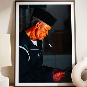 Java Man Smoking Portrait Photography Indonesia Digital Wall Art