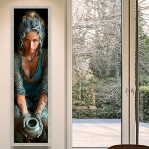 Focused Female Potter Creating Vase, Artistic Clay Craft Canvas, Handmade Pottery Wall Art, Creative Artisan Portrait Decoration