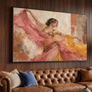 Middle Eastern Dancer Canvas Wall Art, Flowing Fabric Dance Scene, Ethnic Home Decoration image 2