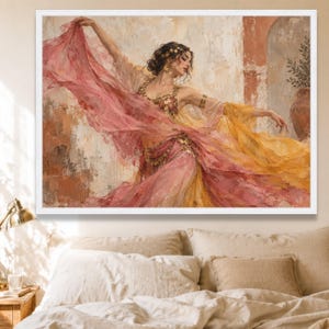 Middle Eastern Dancer Canvas Wall Art, Flowing Fabric Dance Scene, Ethnic Home Decoration image 6