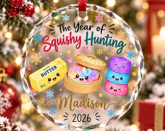 Personalized Squishy Christmas Ornament 2026, Kids Name Dumpling Ornament, Viral Squishy Gift for Girls, Year of Squishy Hunting Keepsake
