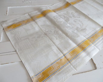 Jugendstil Leinen Damast Handtuch florales  Motiv um 1900,Antique Linen Towel 