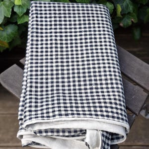 Duvet Cover Duvetcover Bed Bedding  Kelsch Plaid Upholstery  antique Vintage check white   blue handwoven Linen Germanlinen Farmerslinen