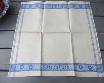 Towel Wipe Wischtuch German Germanlinen Kitchen Towel Vintage Art Deco  Antique Diamand Pattern Unsued Kitchen Design Blue Stripes Torchon