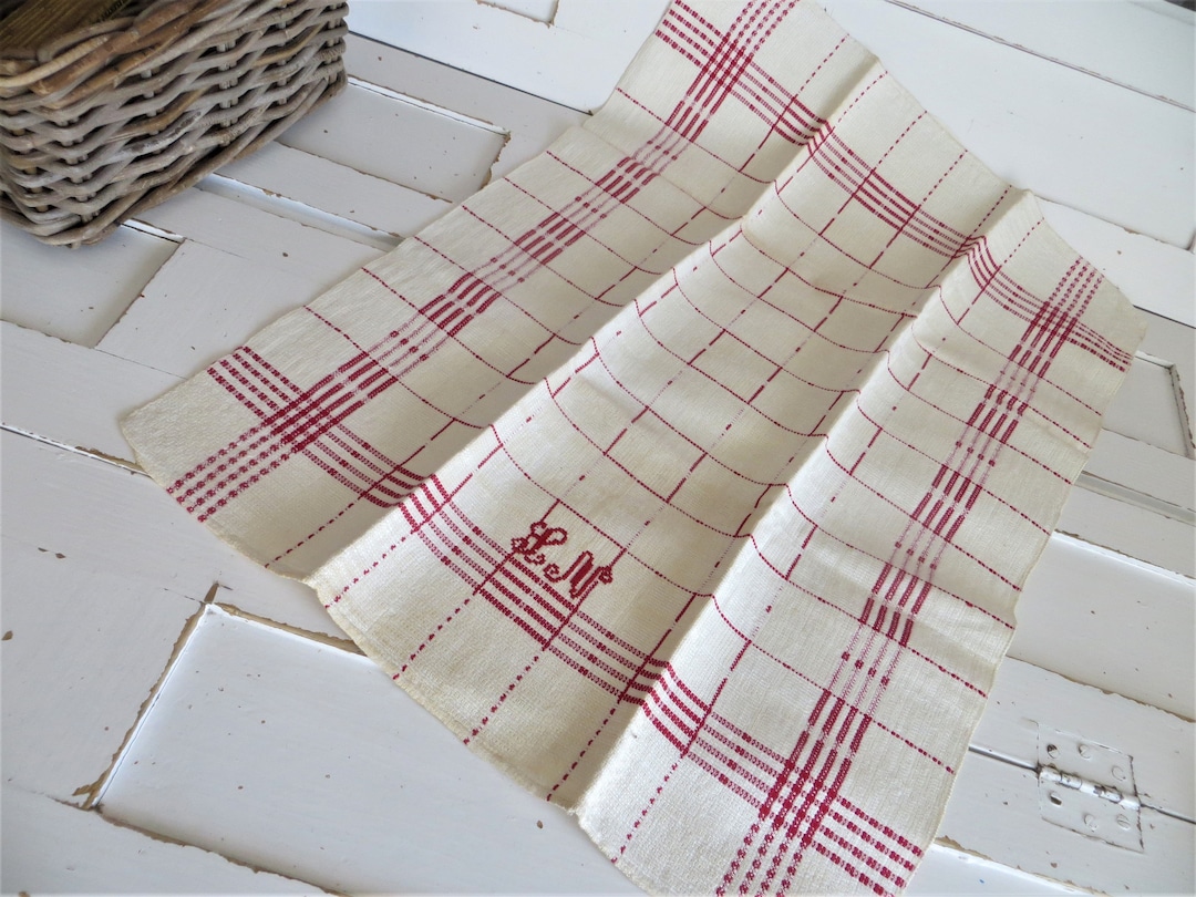 Towel Swedish Tea Guest Hand Towel Rustic Halflinen Red Etsy