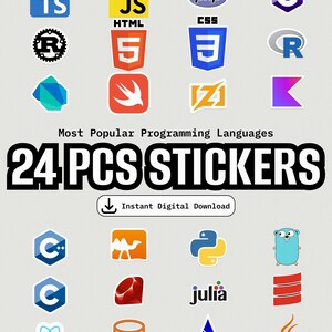 Software Languages Stickers | Digital , SVG and PNG