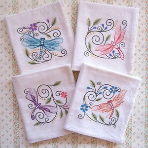 Dragonflies Ripple Designs on Flour Sack Towels