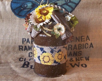 Beautiful Floral Arrangement in a Vintage Enamel Milk Can One of a Kind