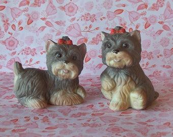 Homco Scottie or Yorkie Puppies Figures-Vintage 1970-Set of Three Puppies-Malaysia-#1475-Collectible-Housewarming-