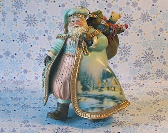 Set of 3 Thomas Kinkade Old World Santa Ornaments – Snowfall Santa