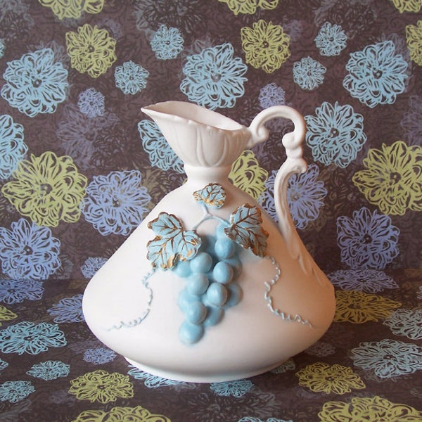 Charming Lefton Hand Painted Grape Cluster Pitcher/Vase