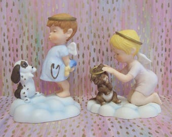 1980 Almost Angels Porcelain Figurines: "A Cheerful Look Brings Joy to the Heart" OR "Blessings Crown the Head of the Righteous" YOUR CHOICE