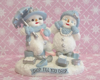 Vintage hand-painted Encore Group Snow Buddies “Shop Till You Drop" Snow Ladies Figurine