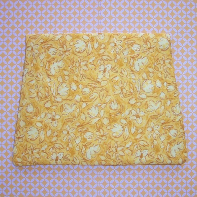 3 Pocket pouch with Embroidered Dragonflies on yellow floral fabric