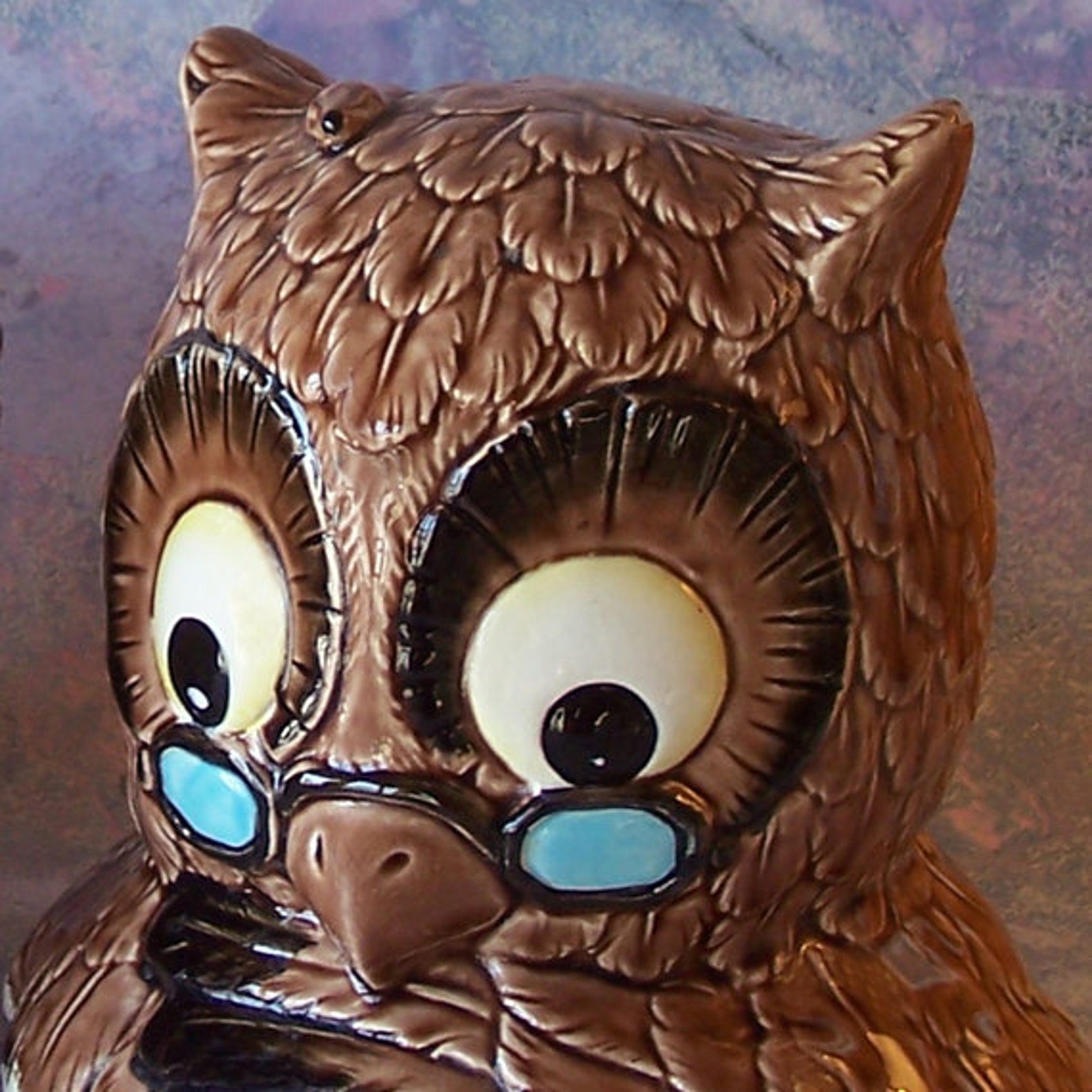 Vintage Wise Ceramic Owl Cookie Jar Reading a Book With Cold Etsy