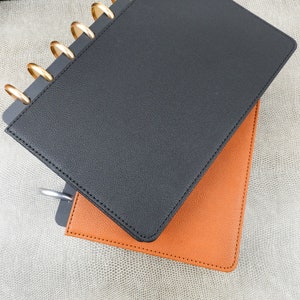 Vegan Leather Black Planner Cover for Discbound | Snap In