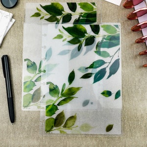 Translucent Planner Cover for Discbound Notebooks and Planners | Laminated Vellum | Ficus Leaves
