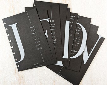 Black Cardstock Monthly Dashboard Set of 12 | Discbound Notebooks and A5 planners