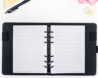 PRINTED Lined Notes Planner Inserts for A5 Six Ring Planners