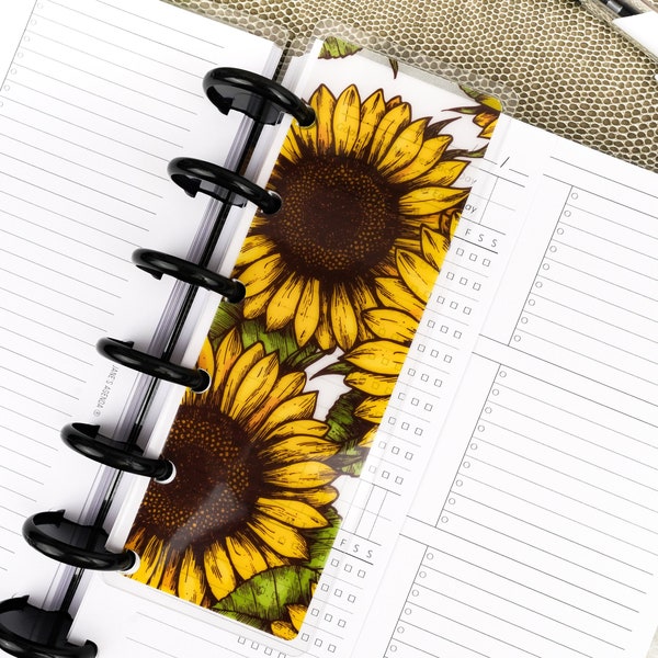 Sunflower Planner Page Finder Bookmark | Discbound & Six Ring Planners | Laminated Translucent Vellum