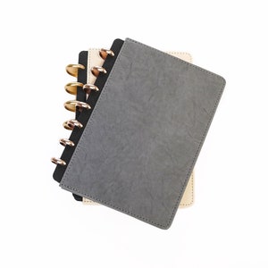 Dovetail Gray Vegan Leather Planner Cover for Discbound Notebooks