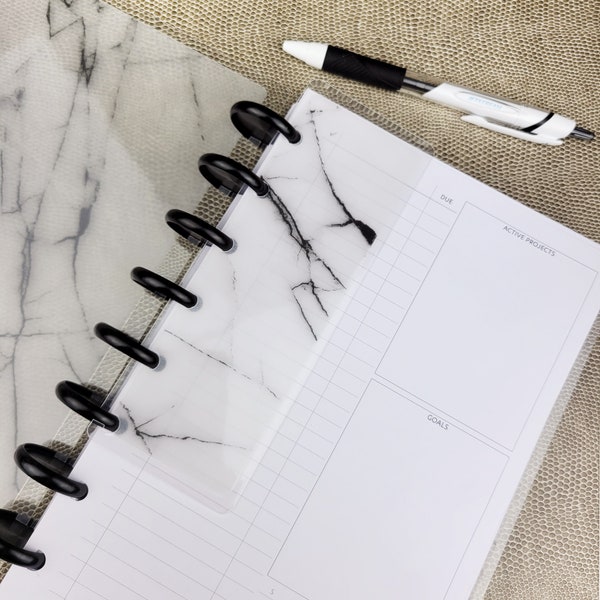 Marble Planner Page Finder Bookmark | Discbound & Six Ring Planners | Laminated Translucent Vellum