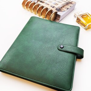 Green Discbound Vegan Leather Planner Cover | Wrap