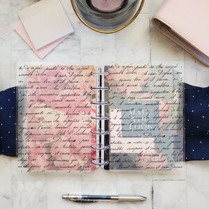 Translucent Planner Cover for Discbound Notebooks and Planners | Laminated Vellum | French Handwriting