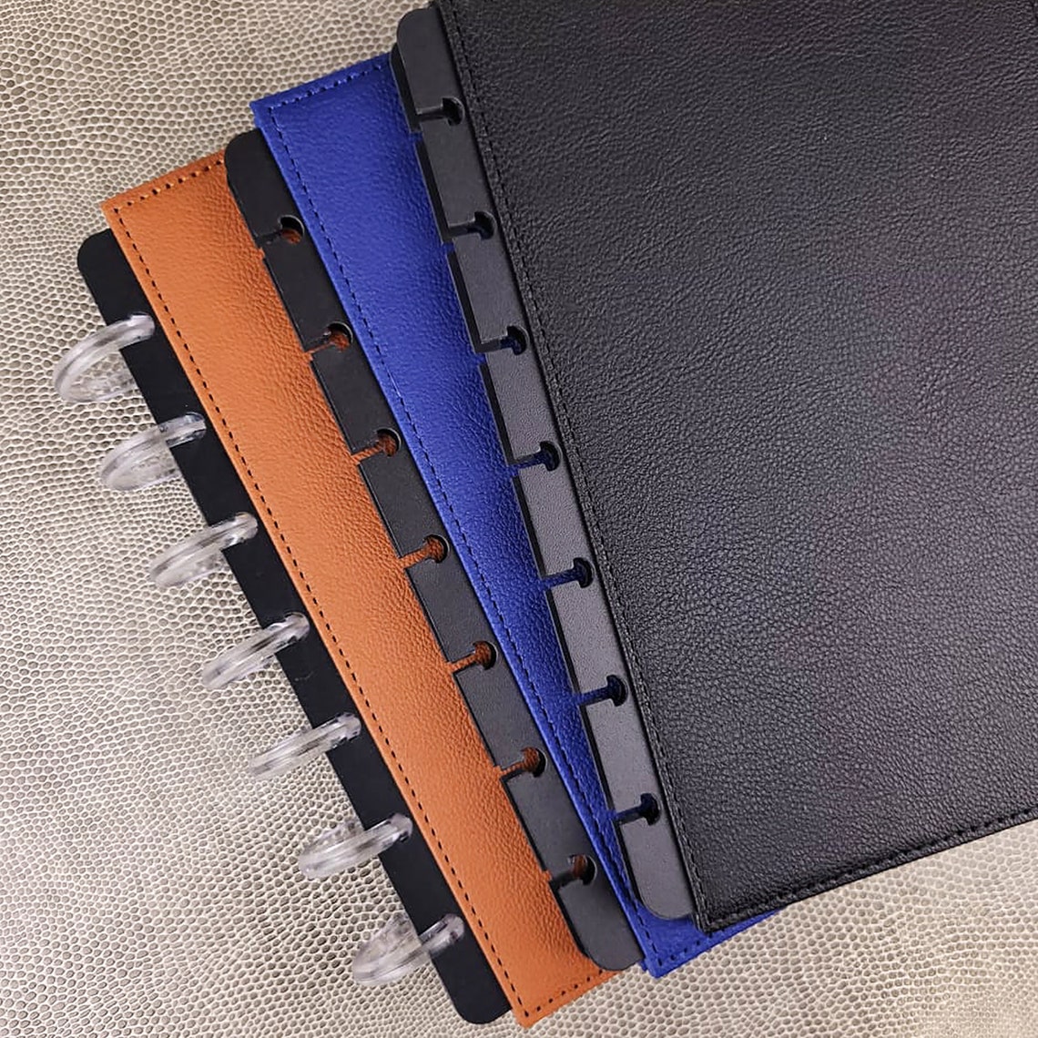 Vegan Leather Planner Cover Discbound Jet Black Etsy
