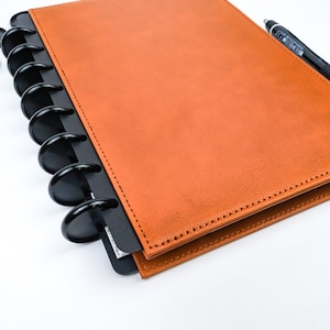 Brown Leather Disc Planner Cover for Discbound Notebooks | Vegan Leather