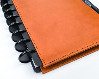 Brown Leather Disc Planner Cover for Discbound Notebooks | Vegan Leather