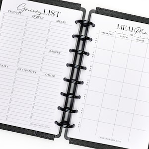 PRINTED Meal Planner Grocery List Discbound Planner Insert Pages | Planner Refill Pages