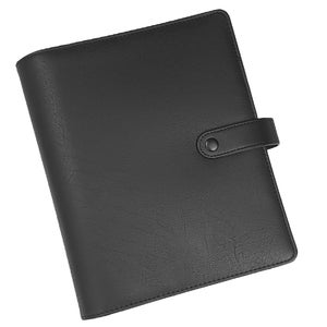 Discbound Leather Planner Cover | Disc Notebook Cover | Wrap Vegan Leather | Black