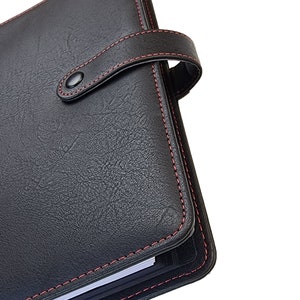 Discbound Planner Cover | Wrap | Vegan Leather | Black and Red
