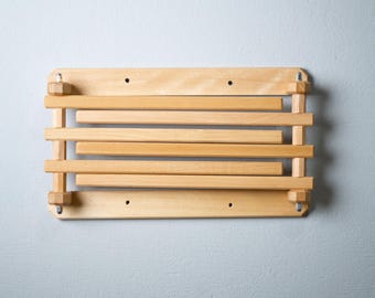 Beech wood Wall Mounted Wooden Laundry Drying Rack: Foldable Bathroom Organizer Clothes Hanger