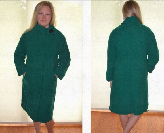 Women's Winter Coat, Green Coat, Vintage Jacket,