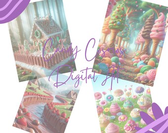 10 Whimsical Sweet Treat Printables; Candy Cosmos Digital Art; Decorative Art Prints; Nursery Art