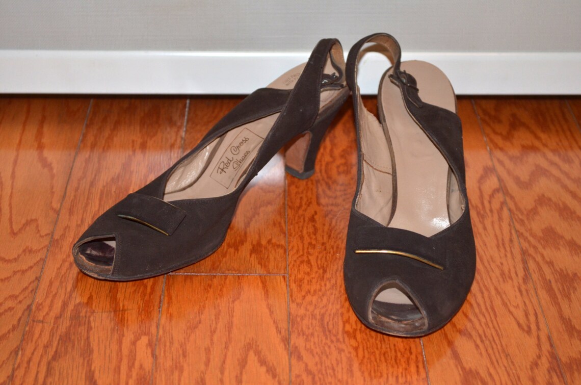 Brown Velvet Shoes Women's Suede Heels Vintage Etsy