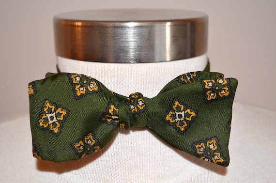 50s Vintage Bowtie, Adjustable Bow Tie, Green Bow