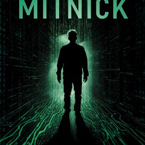 May include: A book cover featuring a silhouette of a person standing in a bright green digital tunnel of binary code and circuit patterns. The text reads KEVIN MITNICK, GHOST IN THE WIRES, and FROM THE WORLD'S MOST WANTED TO CYBERSECURITY LEGEND.